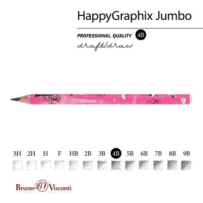 HAPPY GRAPHİX 21-0062-05 JUMBO KURŞUN KALEM 4B 3,5MM ROMANTİK 30LU