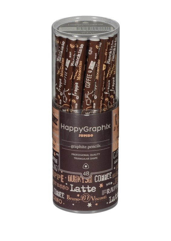 HAPPY GRAPHİX 21-0062-08 JUMBO KURŞUN KALEM 4B 3,5MM KAHVE 30LU >