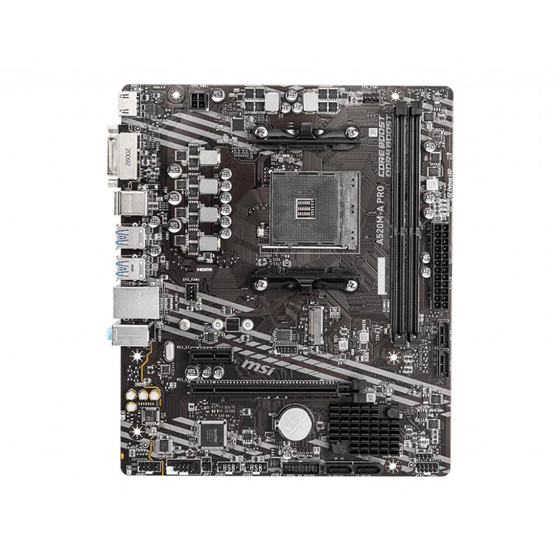 MSI A520M-A PRO DDR4 4600MHZ 1XHDMI 1XDVI 1XM.2 USB 3.2 MATX AM4 (AMD AM4 5000/4000/3000 SERİLERİ İLE UYUMLU)