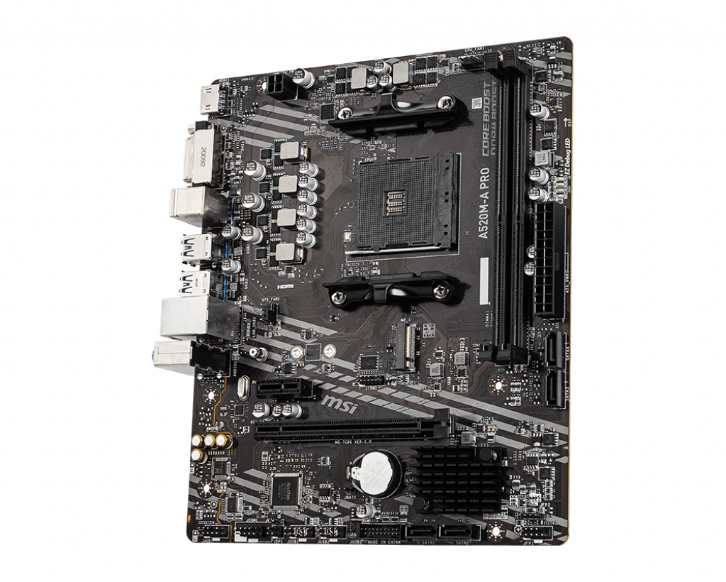 MSI A520M-A PRO DDR4 4600MHZ 1XHDMI 1XDVI 1XM.2 USB 3.2 MATX AM4 (AMD AM4 5000/4000/3000 SERİLERİ İLE UYUMLU)