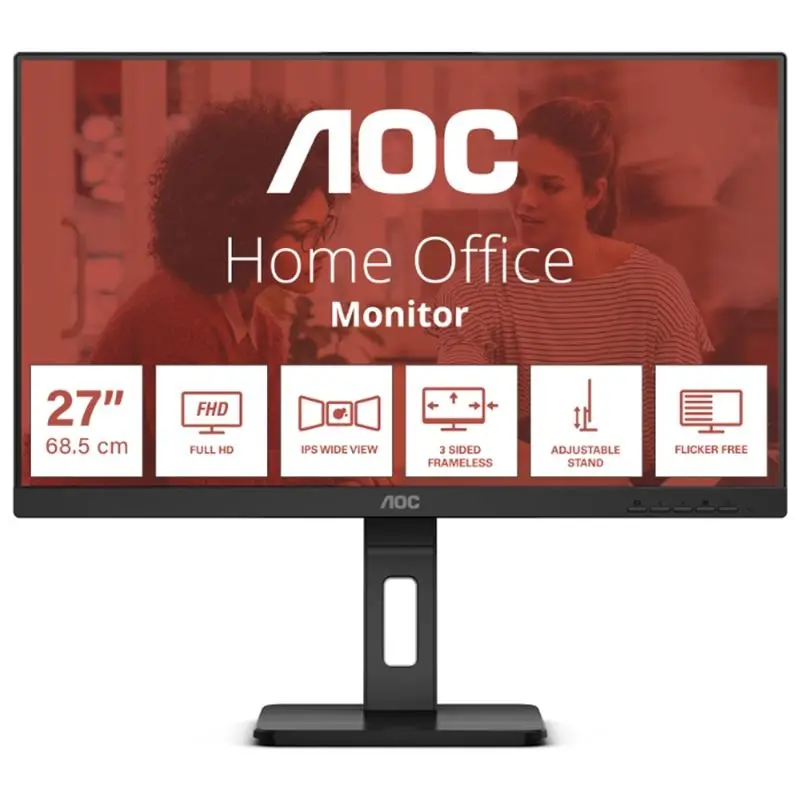 27 AOC 27E3QAF IPS 4MS 75MHZ 1XVGA 1XHDMI 1XDP FHD 1920X1080 HOPARLÖR YÜKSEKLİK AYARI ÇERÇEVESİZ PIVOT VESA SİYAH 