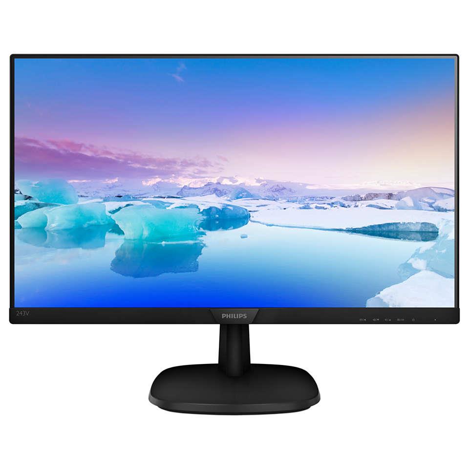 23.8 PHILIPS 243V7QJABF/00 IPS 4MS 75MHZ 1XVGA 1XHDMI 1XDP FHD 1920X1080 HOPARLÖR FLICKER-FREE VESA SİYAH 