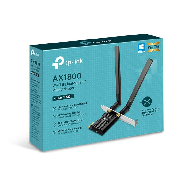 TP-LINK ARCHER TX20E AX1800 WIFI6 BLUETOOTH 5.2 PCIE ADAPTOR
