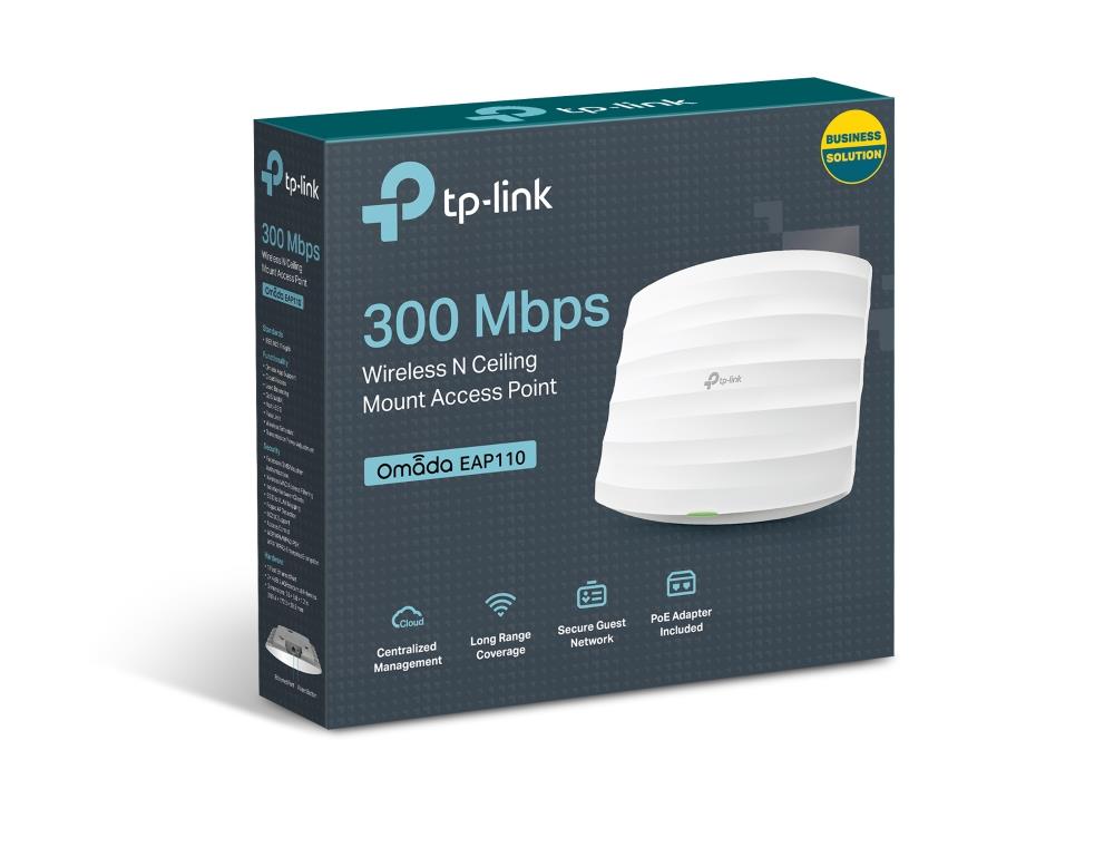 TP-LINK OMADA EAP110 1 PORT 10/100 2.4GHZ 300MBPS İÇ ORTAM TAVAN TİPİ ACCESS POINT( PASİF POE ADAPTÖR DAHİL)