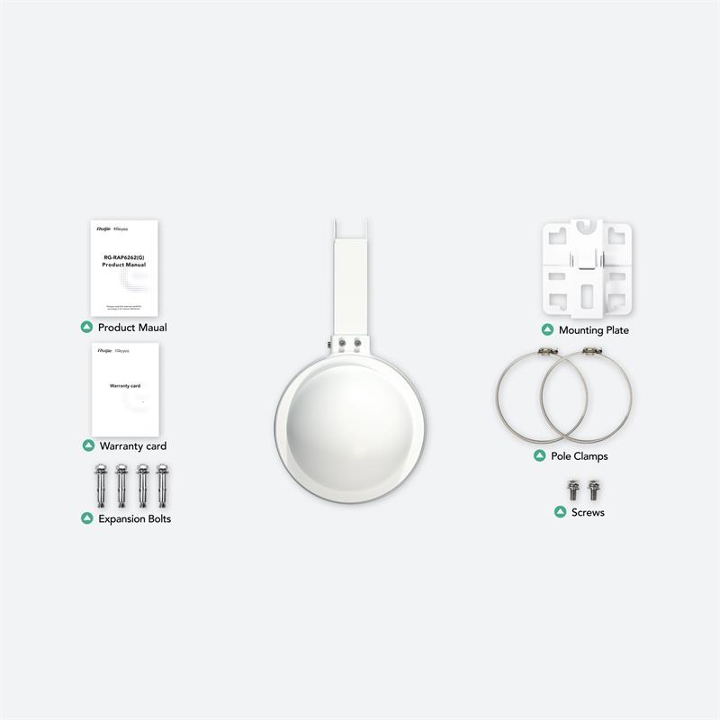 RUIJIE REYEE RG-RAP6262(G) 2.4/5GHZ 2X2 MU-MIMO WIFI6 1775MBPS POE DIŞ ORTAM ACCESS POINT(ADAPTÖRSÜZ) 