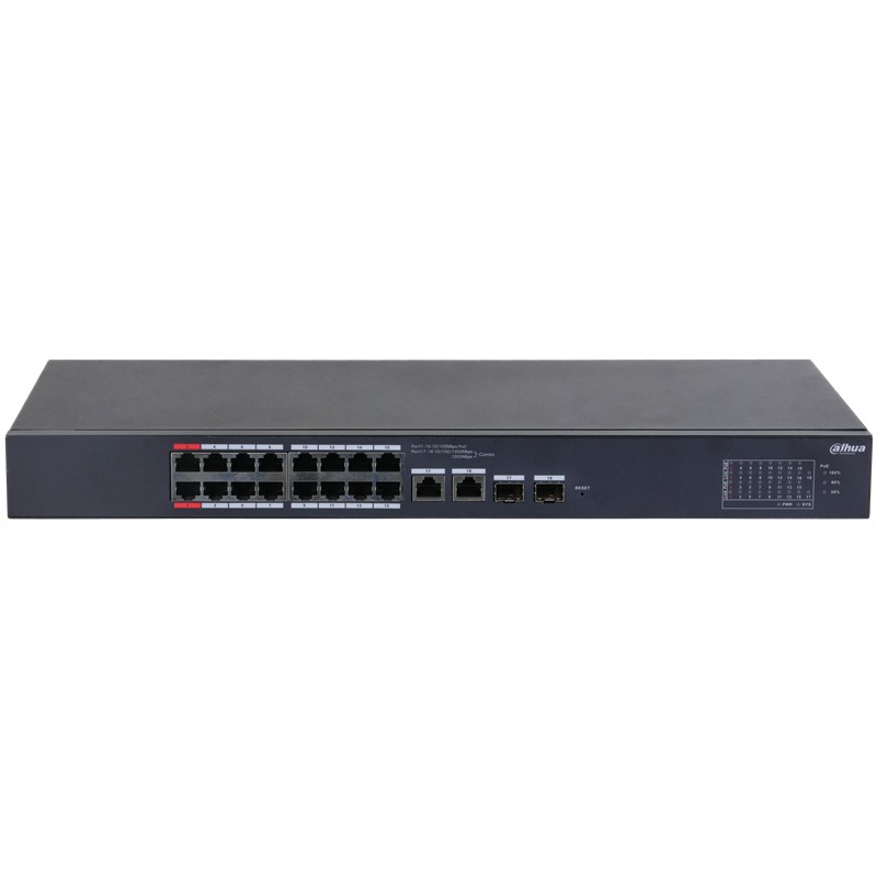 DAHUA CS4218-16ET-135 16 PORT 10/100 135W POE+2X GB RJ45 UPLINK+1X1GB SFP COMBO CLOUD YÖNETİLEBİLİR RACKMOUNT SWITCH