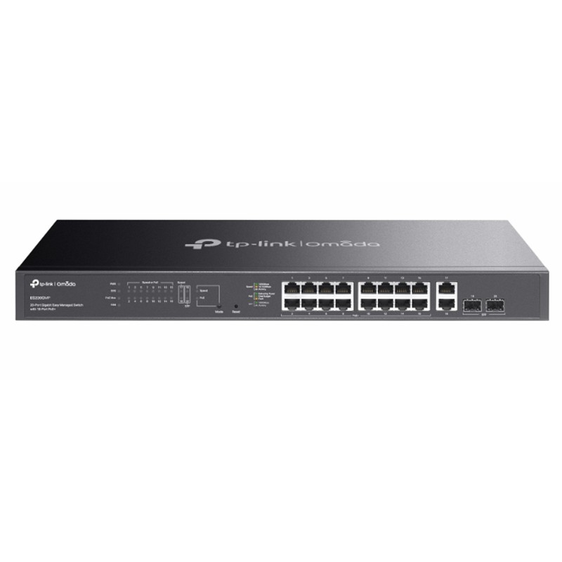 TP-LINK OMADA ES220GMP 16 PORT GIGABIT + 2XGB SFP+2XGB RJ45 UPLINK CLOUD L2 YÖNETİLEBİLİR 250W POE RACKMOUNT SWITCH