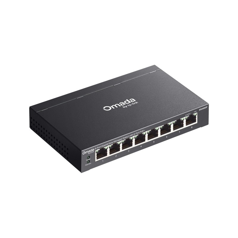 TP-LINK OMADA ES208GP 8 PORT GIGABIT 8 PORT POE 64W YONETİLEBİLİR METAL KASA SWITCH
