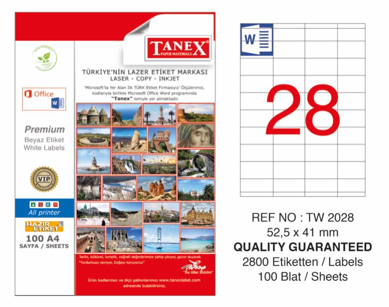 TANEX TW-2028 LAZER ETİKET 52,5X41MM