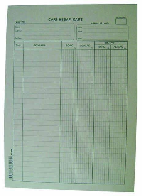 DİLMAN 3117 CARİ HESAP KARTI KÜÇÜK DİKEY 100LÜ PK