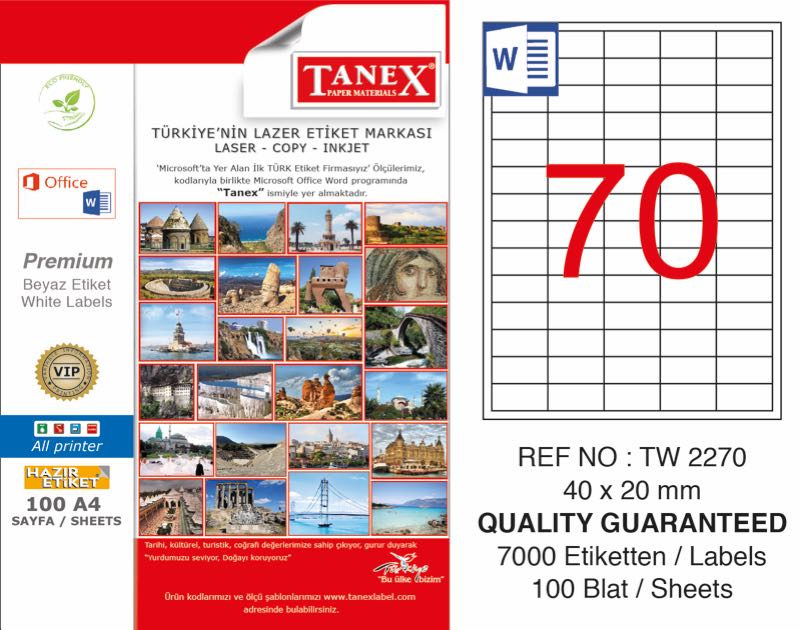 TANEX TW-2270 LAZER ETİKET 40X20MM
