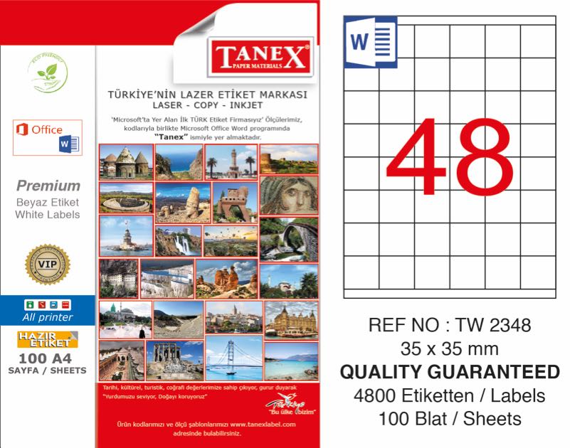 TANEX TW-2348 LAZER ETİKET 35X35MM
