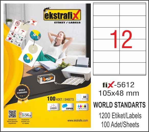 EKSTRAFİX FİX-5612 LAZER ETİKET 105X48MM
