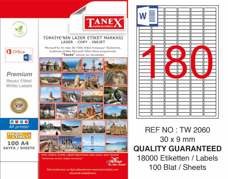 TANEX TW-2060 LAZER ETİKET 30X9MM