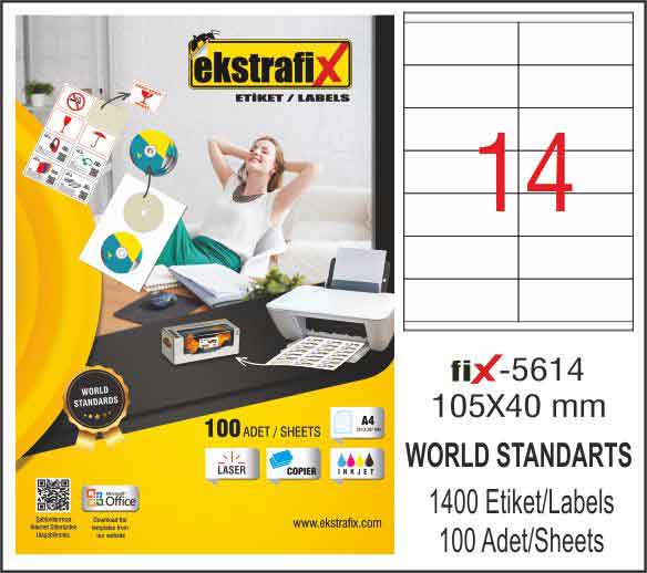 EKSTRAFİX FİX-5614 LAZER ETİKET 105X40MM