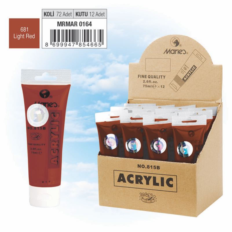 MARİES MRMAR0164 815 681 AKRİLİK BOYA 75ML LİGHT RED