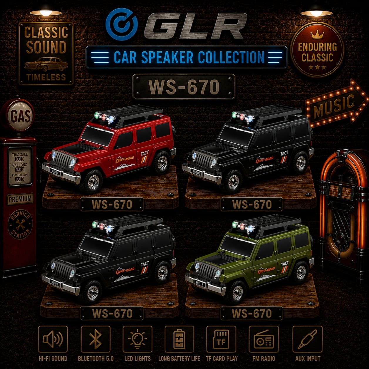 Kruxon WS-670 Of Road Jeep Tasarımlı Solar Panelli Bluetooth Hoparlör