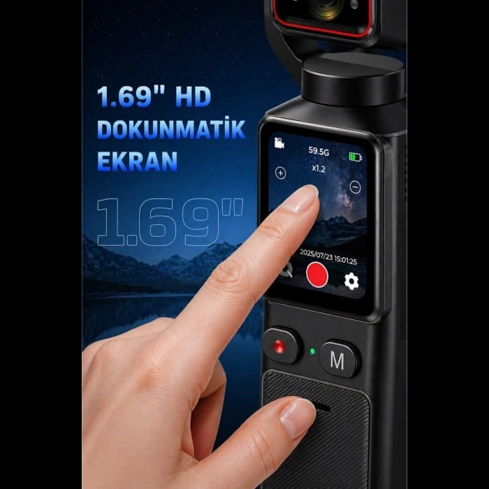 GLR L19 Dokunmatik Ekranlı 180 Derece Dönebilen 4K Ultra HD Vlog Kamerası