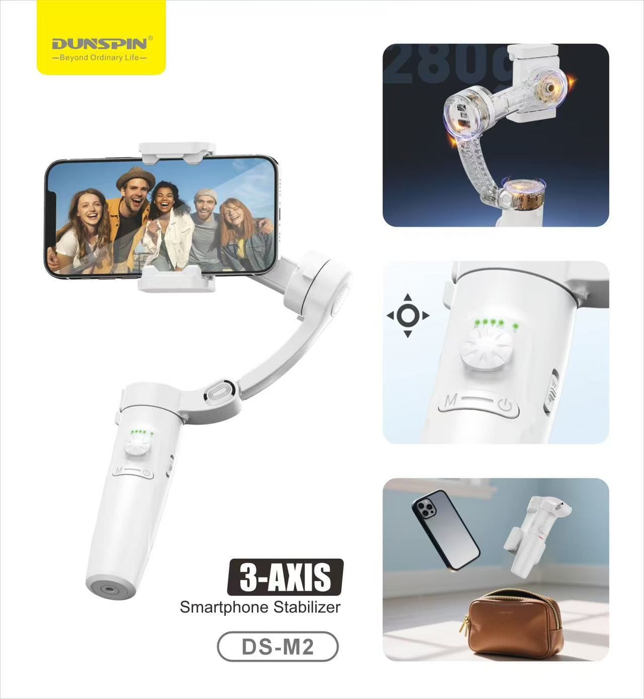 Dunspin DS-M2 3 Eksenli Katlanabilir Telefon Sabitleyici Gimbal