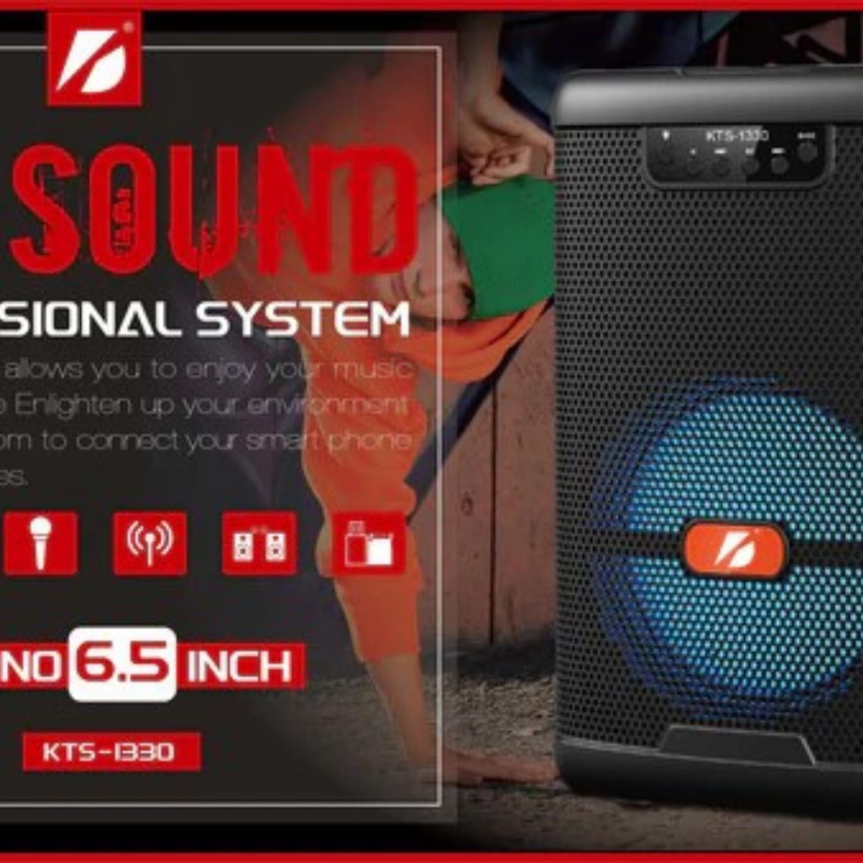 GLR KTS-1330 Mikrofonlu Taşınabilir Bluetooth Hoparlör
