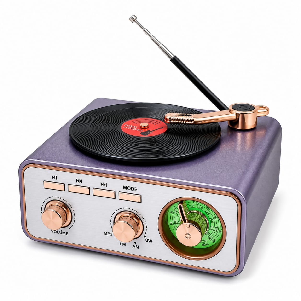 GLR MD-1217BT Nostaljik Plak Çalar Görünümlü Bluetooth Radyo Hoparlör