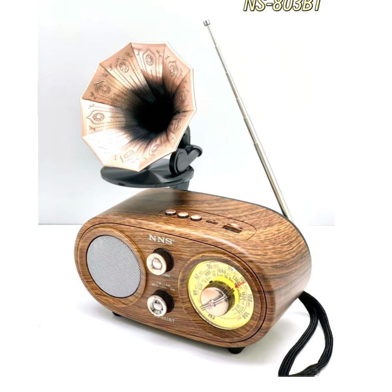 GLR NS-803BT Nostaljik Plak Çalar Görünümlü Bluetooth Radyo Hoparlör
