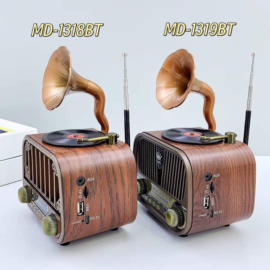 GLR MD-1318BT Nostaljik Plak Çalar Görünümlü Bluetooth Radyo Hoparlör