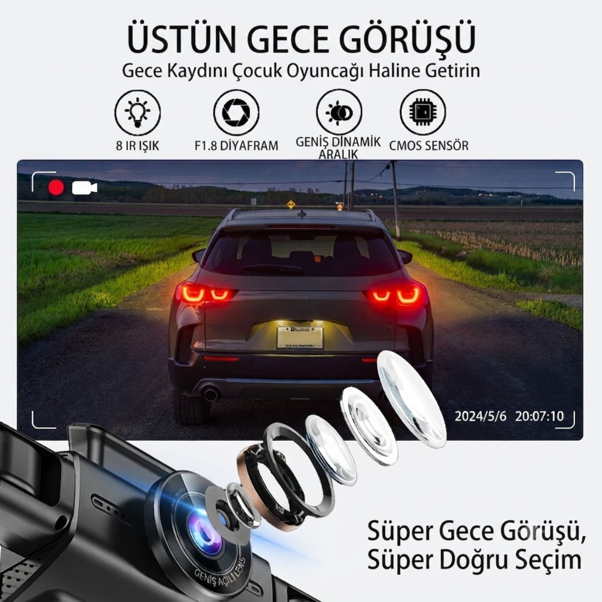 GLR K07 4 Kanallı Full HD Araç İçi Kamera