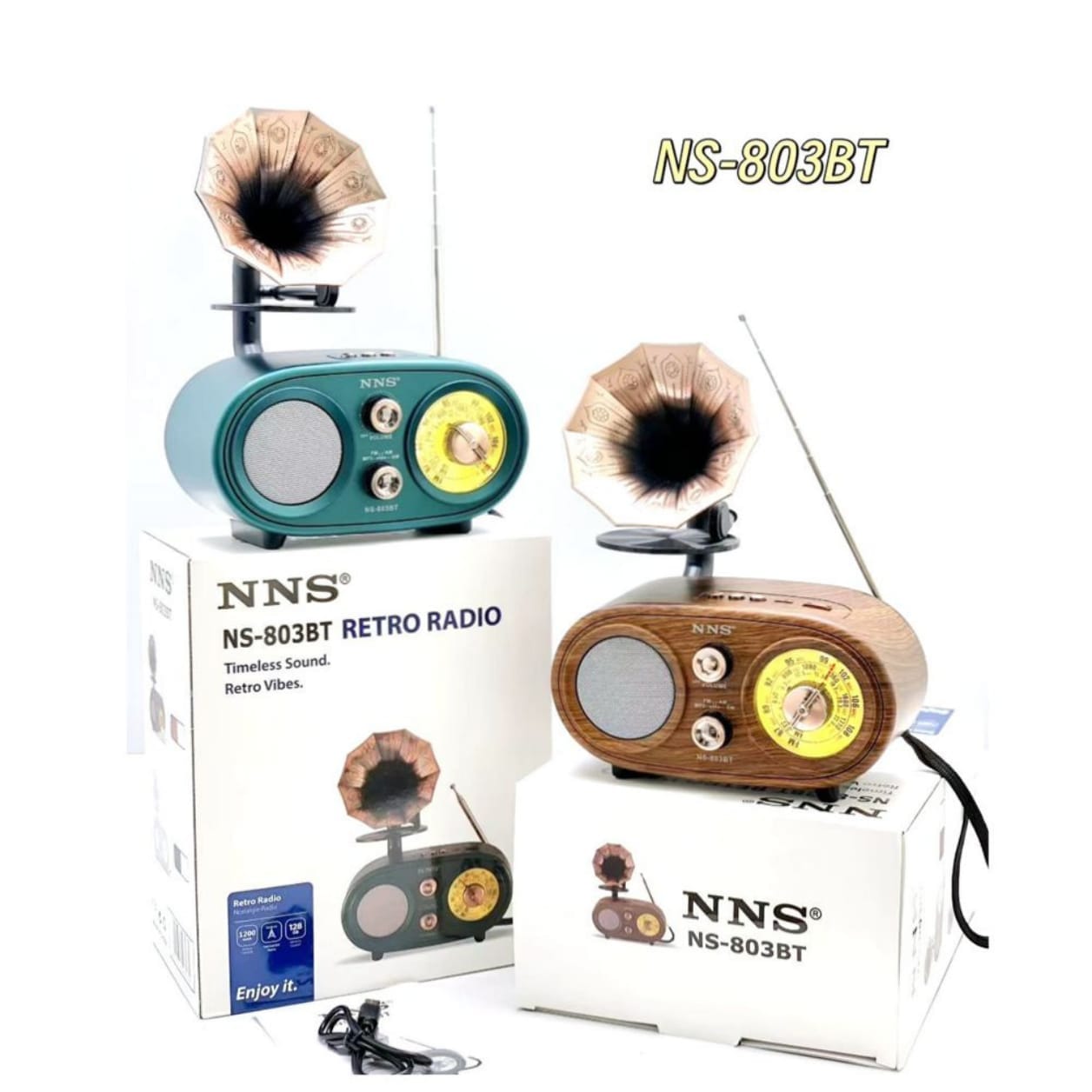 GLR NS-803BT Nostaljik Plak Çalar Görünümlü Bluetooth Radyo Hoparlör