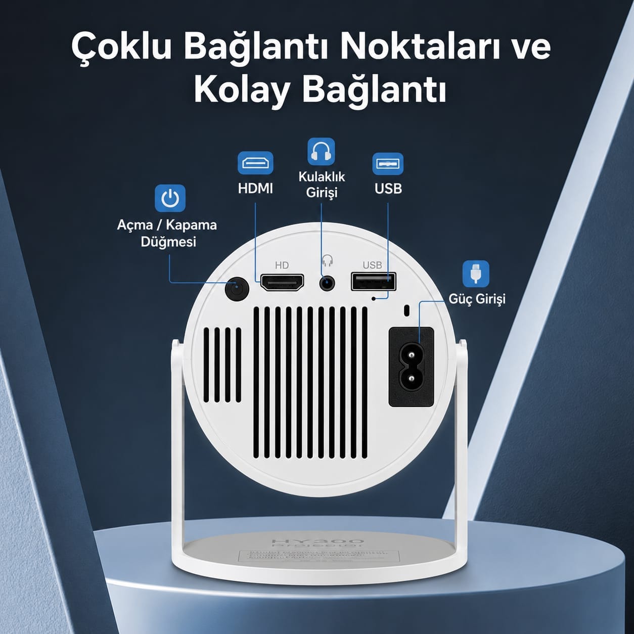 GLR HY300 Standlı 180 Derece Dönebilen Android Destekli Projeksiyon