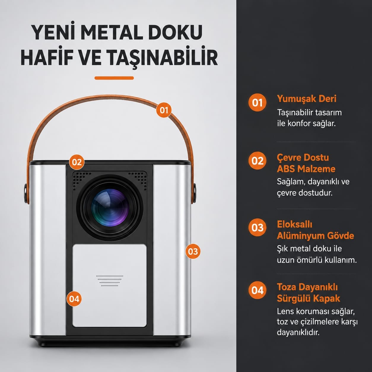 GLR BLJ-888A Dahili Hoparlörlü 4K Full HD Android Destekli Projeksiyon
