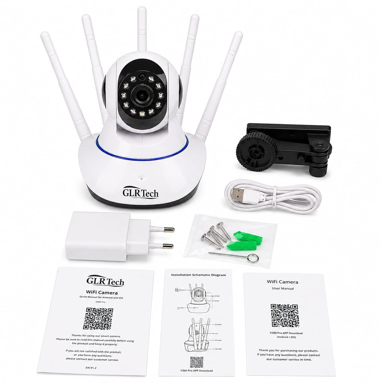 Kruxon EC-92 Masa Tipi 5 Antenli Akıllı Wi-Fi Güvenlik Kamerası