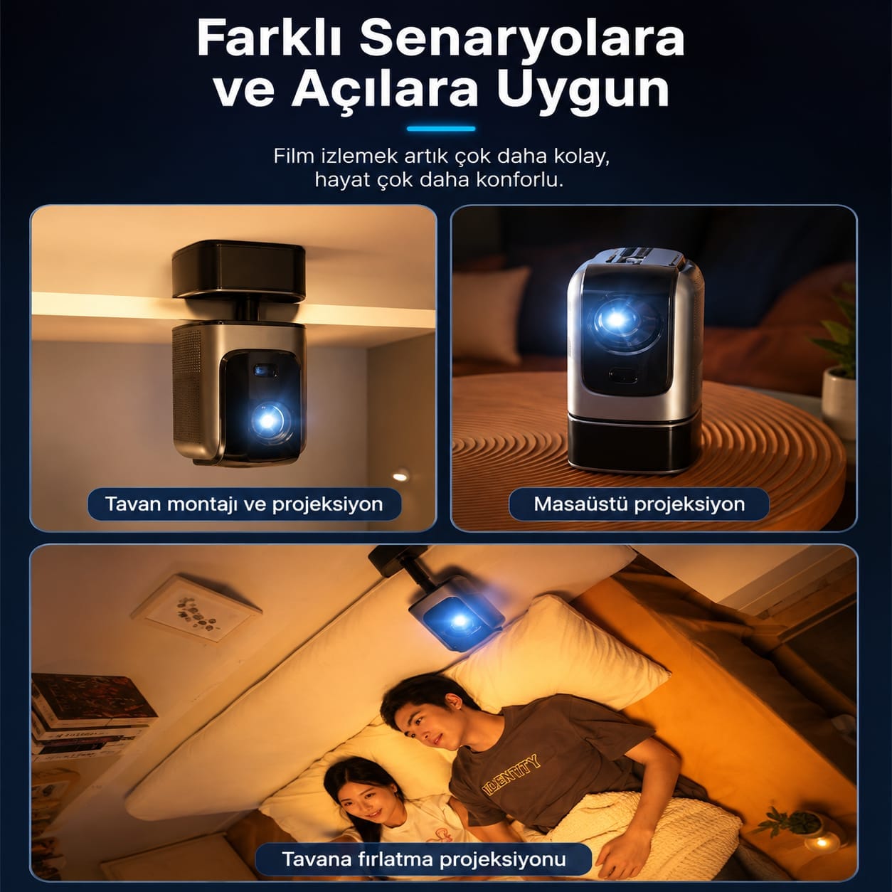 GLR TS-1 Ayarlanabilir Standlı 4K Android Destekli Projeksiyon