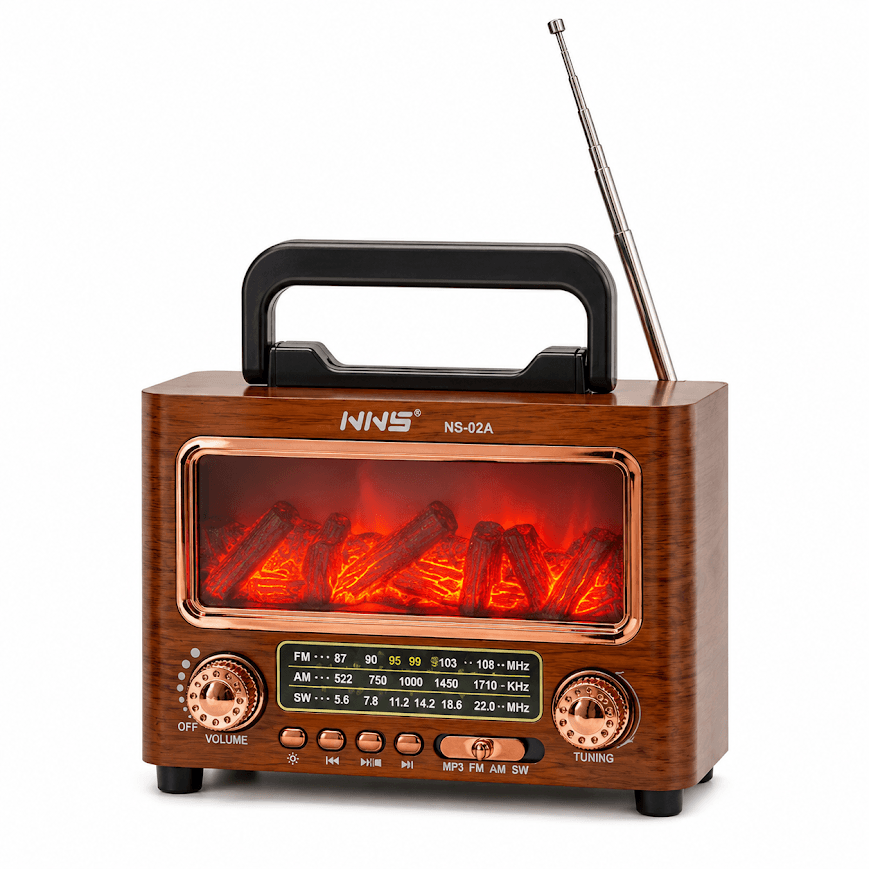 GLR NS-02A Nostaljik Şömine Görünümlü Bluetooth Radyo Hoparlör