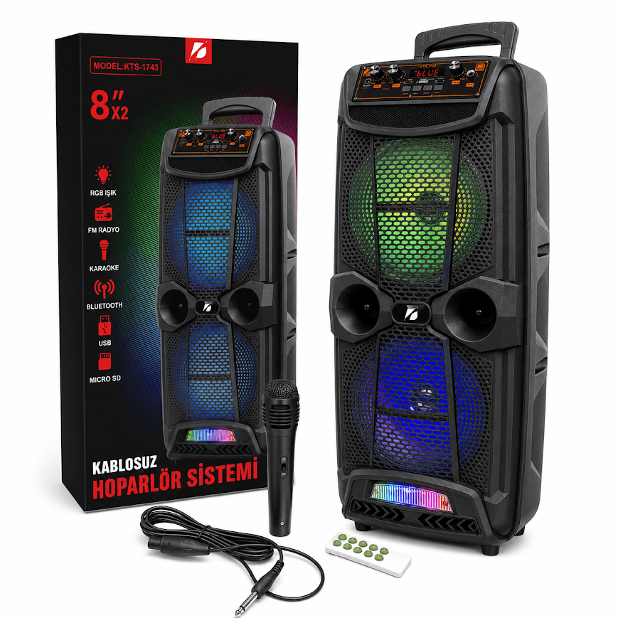 GLR KTS-1743 Mikrofonlu Taşınabilir Bluetooth Hoparlör