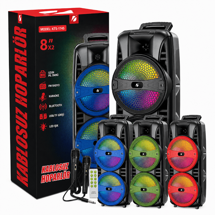 GLR KTS-1745 Mikrofonlu Taşınabilir Bluetooth Hoparlör