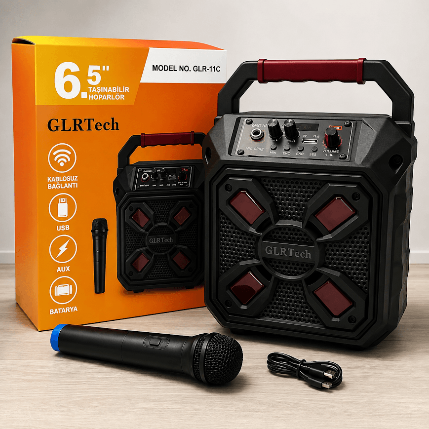 GLR-11C Mikrofonlu Taşınabilir Bluetooth Hoparlör