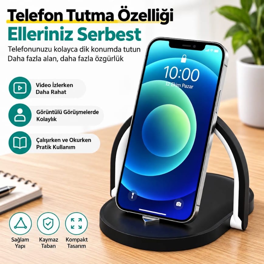 GLRTech SYJ-H038 Işıklı Şarj Özellikli Masaüstü Kablosuz Şarj Standı