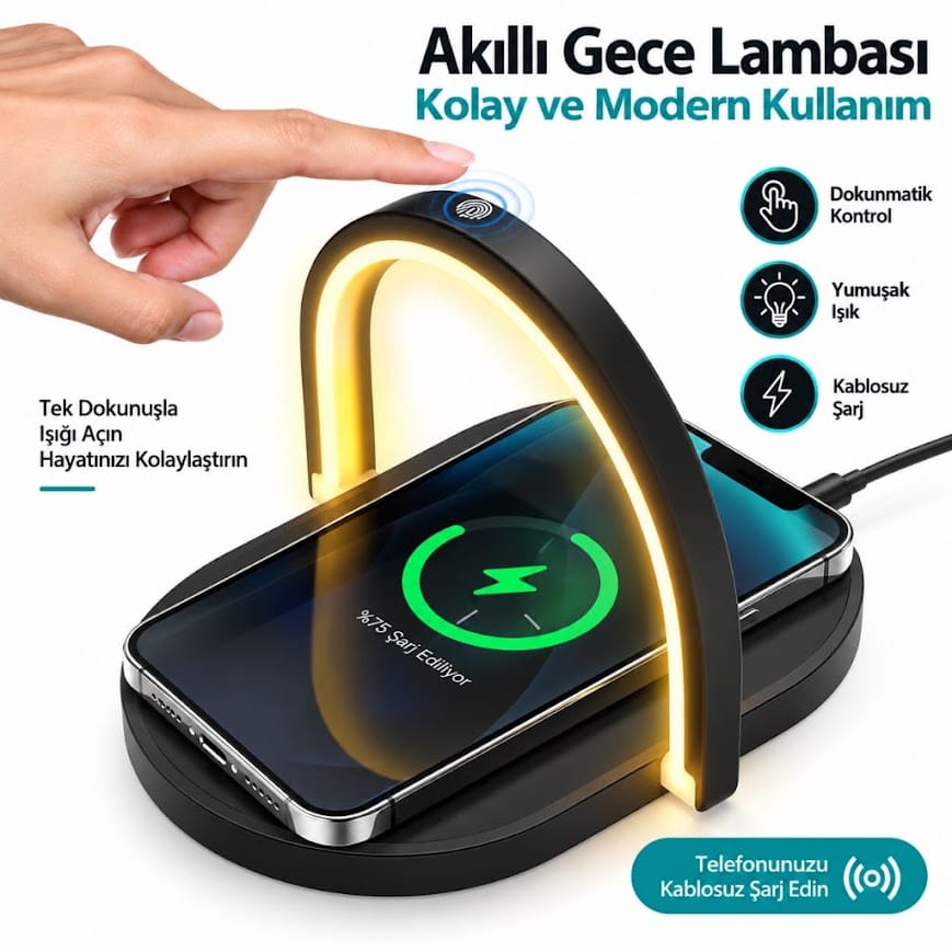 GLRTech SYJ-H038 Işıklı Şarj Özellikli Masaüstü Kablosuz Şarj Standı