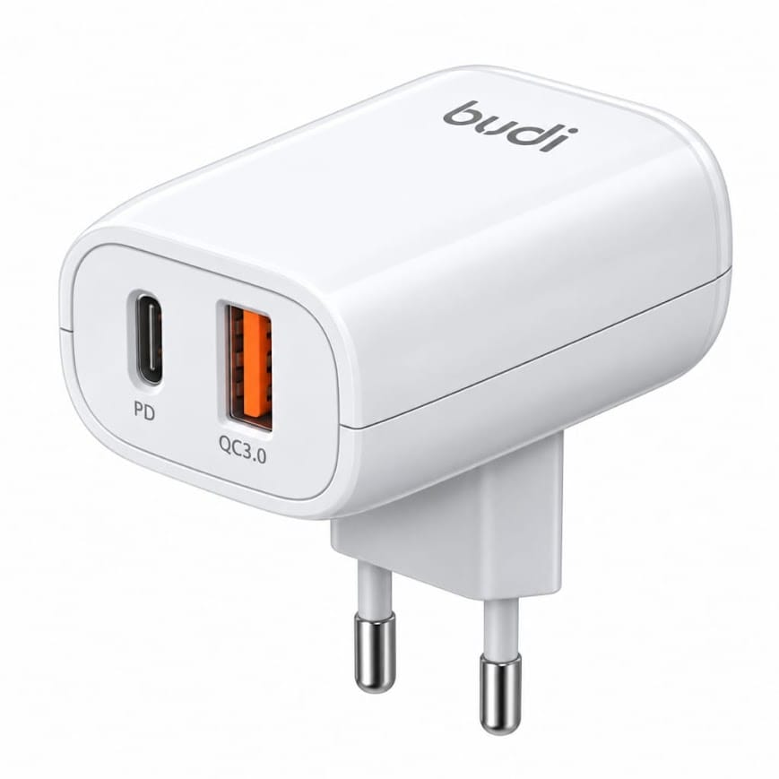 Budi AC339VEW 20W Type-C PD + QC3.0 Hızlı Şarj Adaptörü