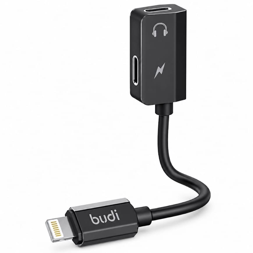 Budi DC139DB Lightning to 3,5 jack ve Lightning Çevirici Adaptör