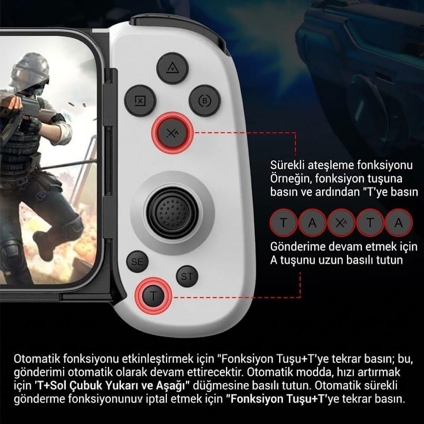 GLR BSP-D6 Şarjlı Taşınabilir Joystick Mobil Oyun Kontrol Kolu