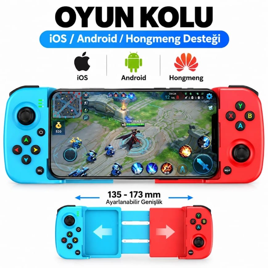 GLR BSP-D3 Şarjlı Taşınabilir Joystick Mobil Oyun Kontrol Kolu