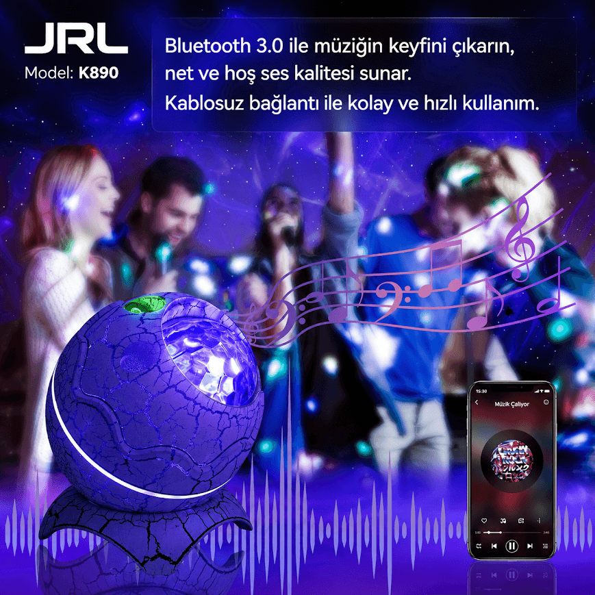 JRL K890 Kumandalı Dinozor Yumurtası Yıldız ve Galaksi Projeksiyonlu Lazer Gece Lambası