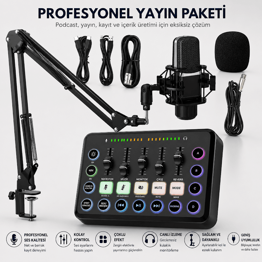 GLR F11+MC88 Profesyonel Stüdyo Yayıncı ve Oyuncu Mikrofon Seti
