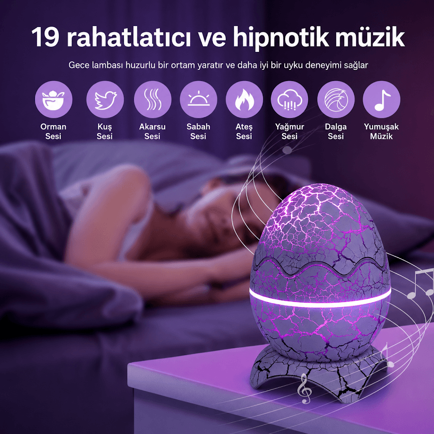 JRL K850 Kumandalı Dinozor Yumurtası Yıldız ve Galaksi Projeksiyonlu Lazer Gece Lambası