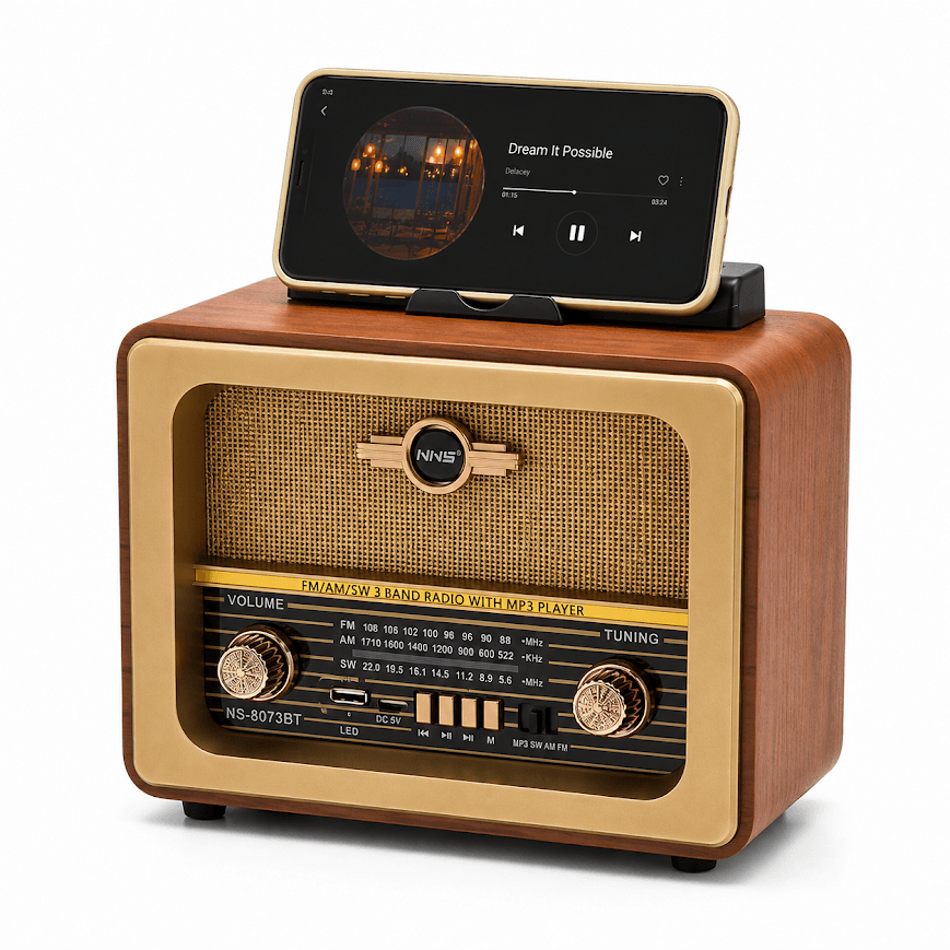 GLR NS-8073BT Nostaljik Görünümlü Bluetooth Radyo Hoparlör