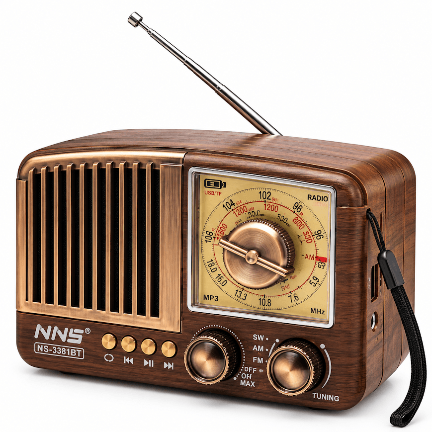 GLR NS-3381BT Nostaljik Görünümlü Bluetooth Radyo Hoparlör