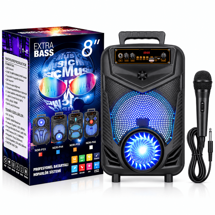 GLR NDR-P44 Mikrofonlu Taşınabilir Bluetooth Hoparlör