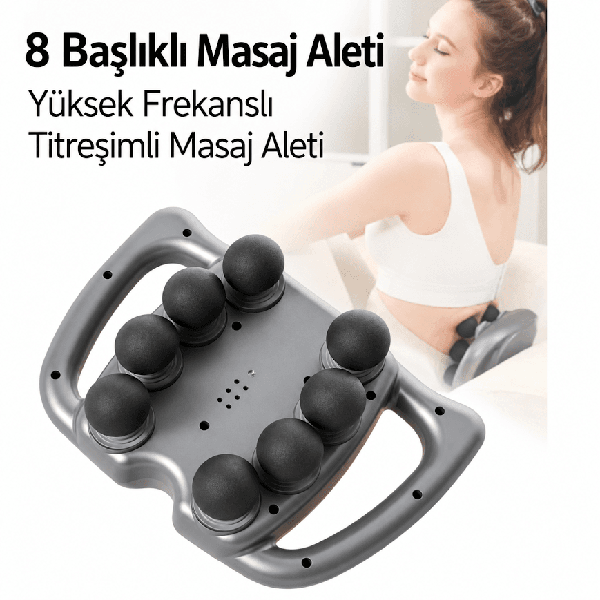 GLR WNK-569 Titreşimli 8 Başlıklı Vücut Masaj Aleti